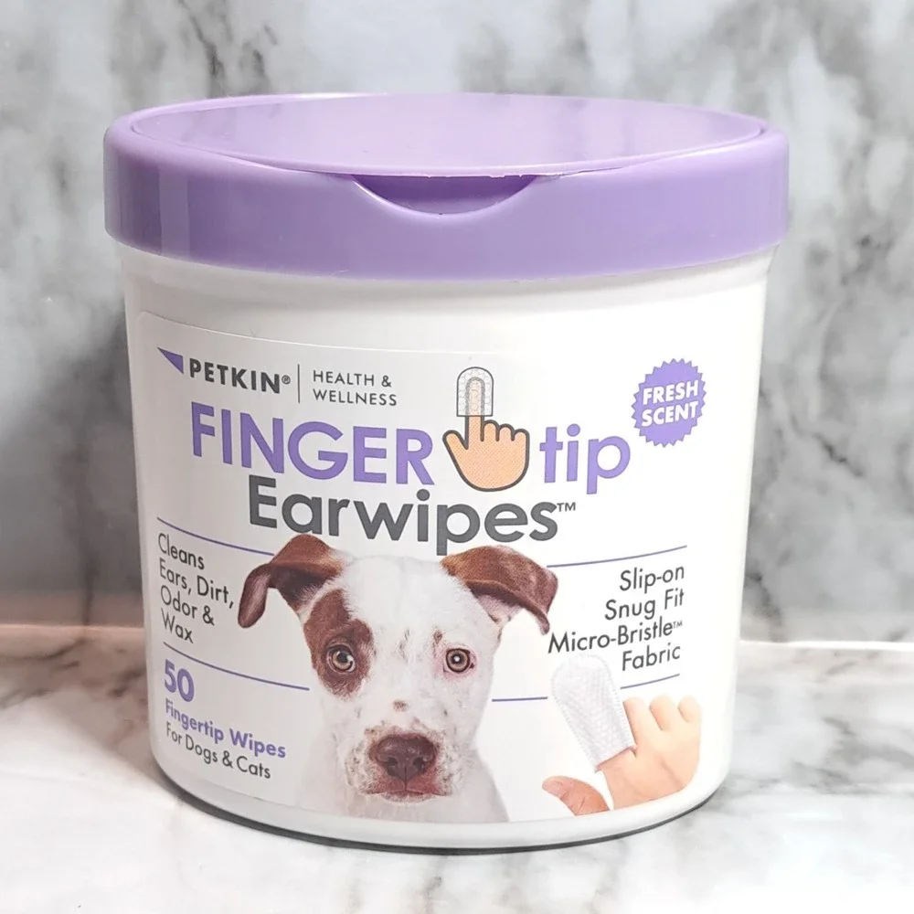 Petkin Fingertip Ear Wipes‎ for Dogs and Cats, 50 Finger Wipes Fresh Scent
